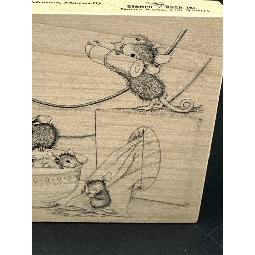 House Mouse BEAUTY DAY Stamp Stampa Rosa Teacup Bubble Bath Friends Vintage RARE